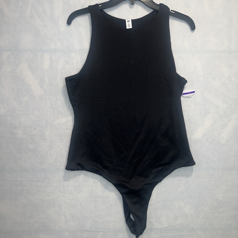 bp Nordstrom Black High Neck Racer Back Ribbed‎ Thong Bodysuit - Size L - NWOT